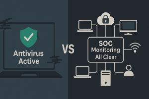 antivirus blind spots vs full security coverage with SOC monitoring.