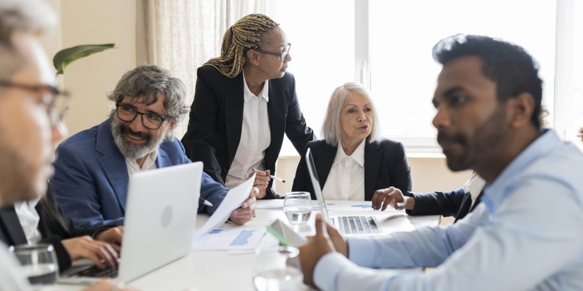 business people of different ages, senior women - concept of a diverse work group -